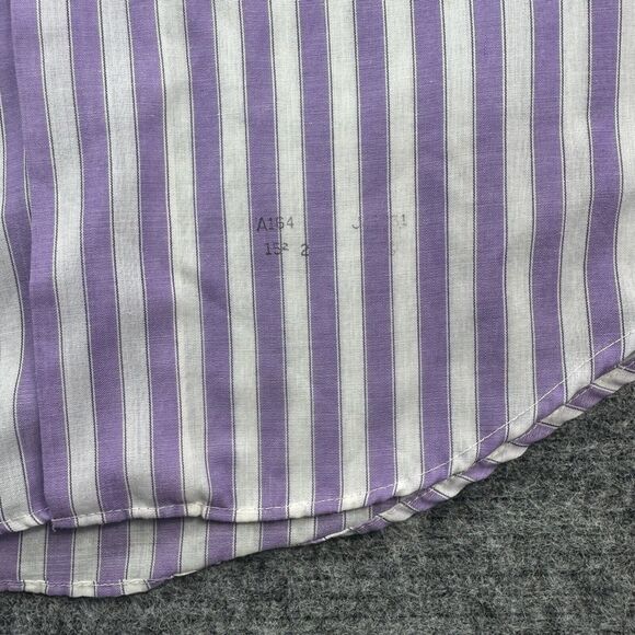 Vintage 70s Shirt Men Large 15.5 Purple Stripe Butterfly Collar Mod Made in USA - Picture 5 of 12